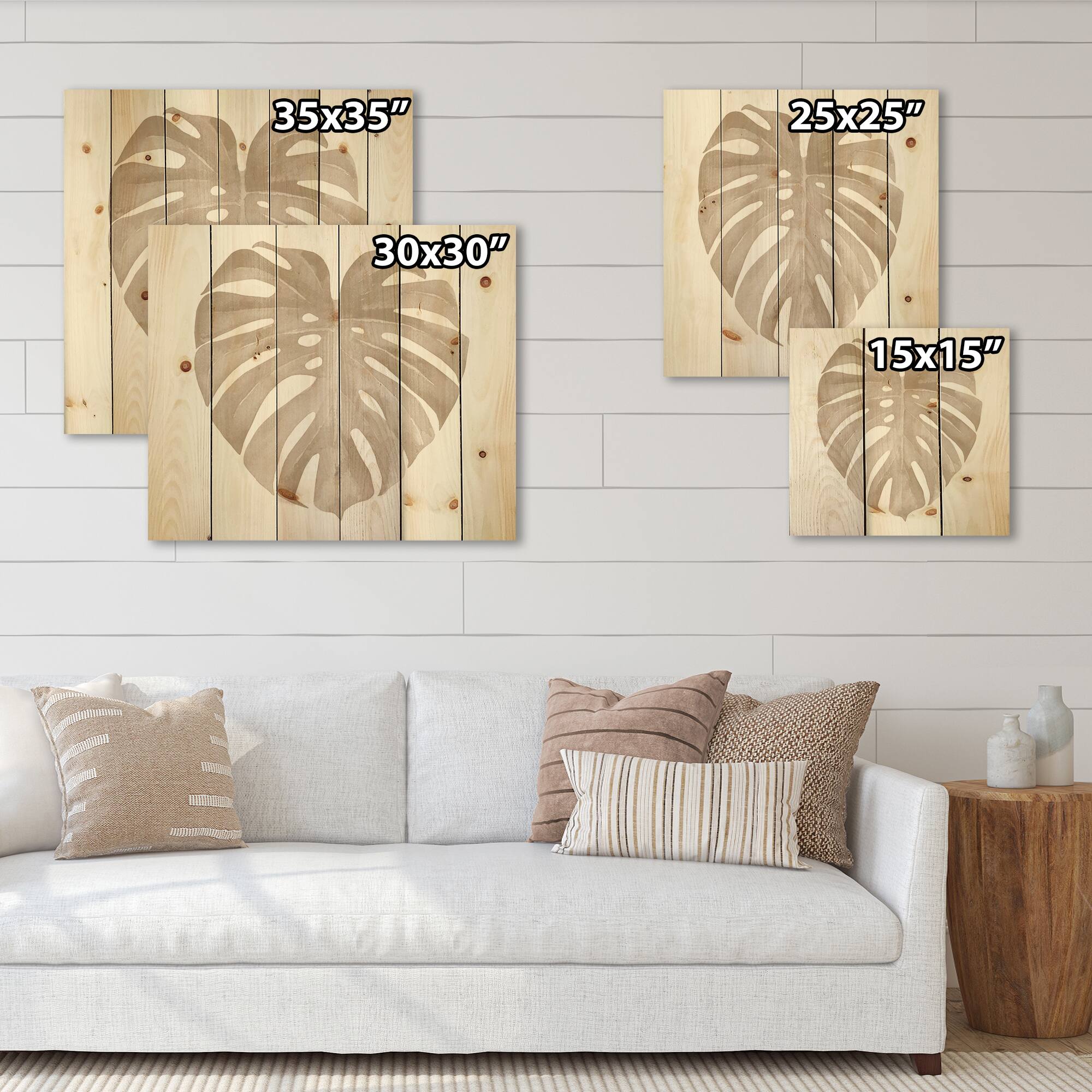 Designart - Ivory Pastel Monstera Heart Shaped Tropical Leaf